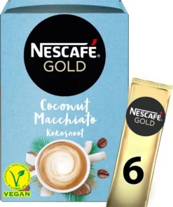 Nescafé Gold Coconut Macchiato Oploskoffie - 6 Doosjes à 6 Zakjes -Koffie Korting Winkel 1005x1200