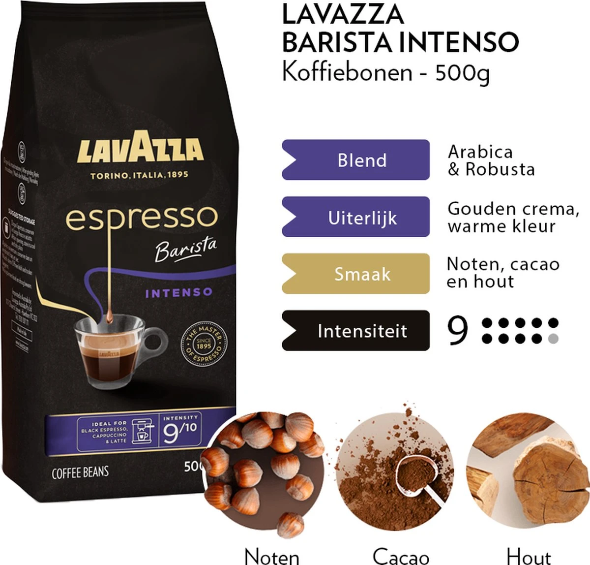 Lavazza Espresso Barista Intenso Koffiebonen - 500 Gram X4 5 Lavazza Espresso Barista Intenso Koffiebonen - 500 Gram X4 - Afbeelding 5