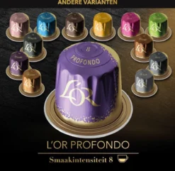 L'OR Lungo Profondo Koffiecups - Intensiteit 8/12 - 4 X 40 Capsules -Koffie Korting Winkel 1200x1173