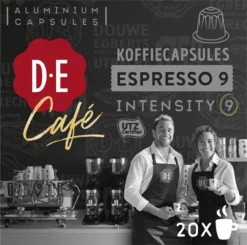 Douwe Egberts D.E Café Espresso Koffiecups - Intensiteit 9/12 - 10 X 20 Capsules -Koffie Korting Winkel 1200x1190 1