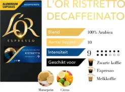 L'OR Espresso Ristretto Decaffeinato - Intensiteit 9/12 - 10 X 10 Capsules -Koffie Korting Winkel 1200x889 1