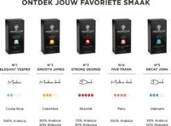 Aroma Club - Nespresso Compatible Capsules (120 St.) - No. 4 Fair Frank - Intensiteit 4/5 - Espresso - 100% Aluminium Koffiecups -Koffie Korting Winkel 1200x889