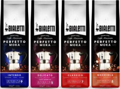 Bialetti Perfetto Moka Gemalen Koffie Proefpakket - 4 X 250 Gram - Classico, Intenso, Delicato En Nocciola