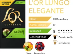 L'OR Lungo Elegante Koffiecups - Intensiteit 6/12 - 10 X 10 Capsules 16 L'OR Lungo Elegante Koffiecups - Intensiteit 6/12 - 10 X 10 Capsules -Koffie Korting Winkel 1200x893