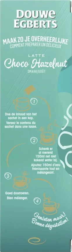 Douwe Egberts Latte Choco Hazelnut Oploskoffie - 5/9 Intensiteit - 5 X 8 Zakjes -Koffie Korting Winkel 343x1200 5