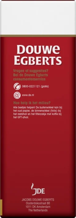 Douwe Egberts Aroma Rood Grove Maling Filterkoffie - 6 X 500 Gram -Koffie Korting Winkel 421x1200 1