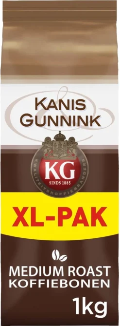 Kanis & Gunnink Medium Roast Koffiebonen - 4 X 1000 Gram - Voordeelverpakking -Koffie Korting Winkel 443x1200