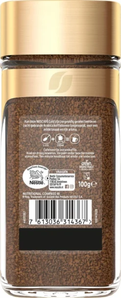 Nescafé Gold Decafé Oploskoffie - 6 Potten à 100 Gram -Koffie Korting Winkel 488x1200