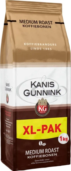 Kanis & Gunnink Medium Roast Koffiebonen - 4 X 1000 Gram - Voordeelverpakking -Koffie Korting Winkel 497x1200
