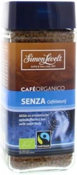 Simon Lévelt | Cafeïnevrije Oploskoffie Premium Organic Coffee - 100g -Koffie Korting Winkel 530x1200