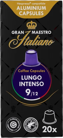 Gran Maestro Italiano - Lungo Intenso - Koffiecups - Nespresso Compatibel Capsules - Krachtige Smaak - 6 X 20 Cups -Koffie Korting Winkel 552x1200