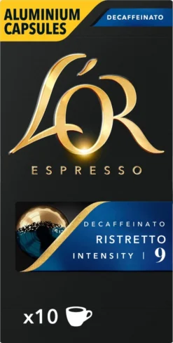 L'OR Espresso Ristretto Decaffeinato - Intensiteit 9/12 - 10 X 10 Capsules -Koffie Korting Winkel 607x1200 3