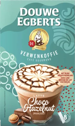 Douwe Egberts Latte Choco Hazelnut Oploskoffie - 5/9 Intensiteit - 5 X 8 Zakjes -Koffie Korting Winkel 713x1200 4