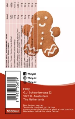 Fitcy | Koffiesiroop | Gingerbread | Barista Syrup | Zero | Vegan | Vetvrij | Suikervrij | Keto-vriendelijk | Koffie | Siroop | MET DOSEERPOMP | 1L -Koffie Korting Winkel 759x1200