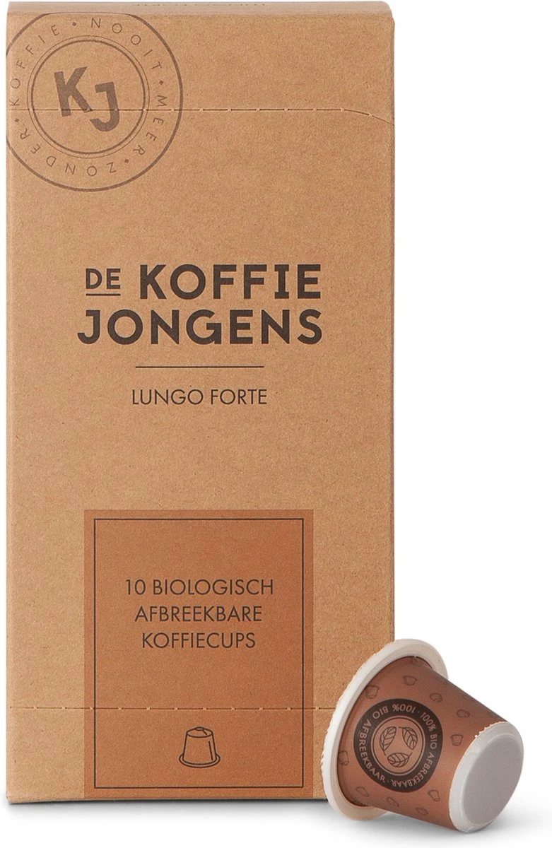 De Koffiejongens - Lungo Forte - Nespresso Cups - 100% Biologisch Afbreekbaar - 6x10 Cups - Nespresso Compatible 1 De Koffiejongens - Lungo Forte - Nespresso Cups - 100% Biologisch Afbreekbaar - 6x10 Cups - Nespresso Compatible