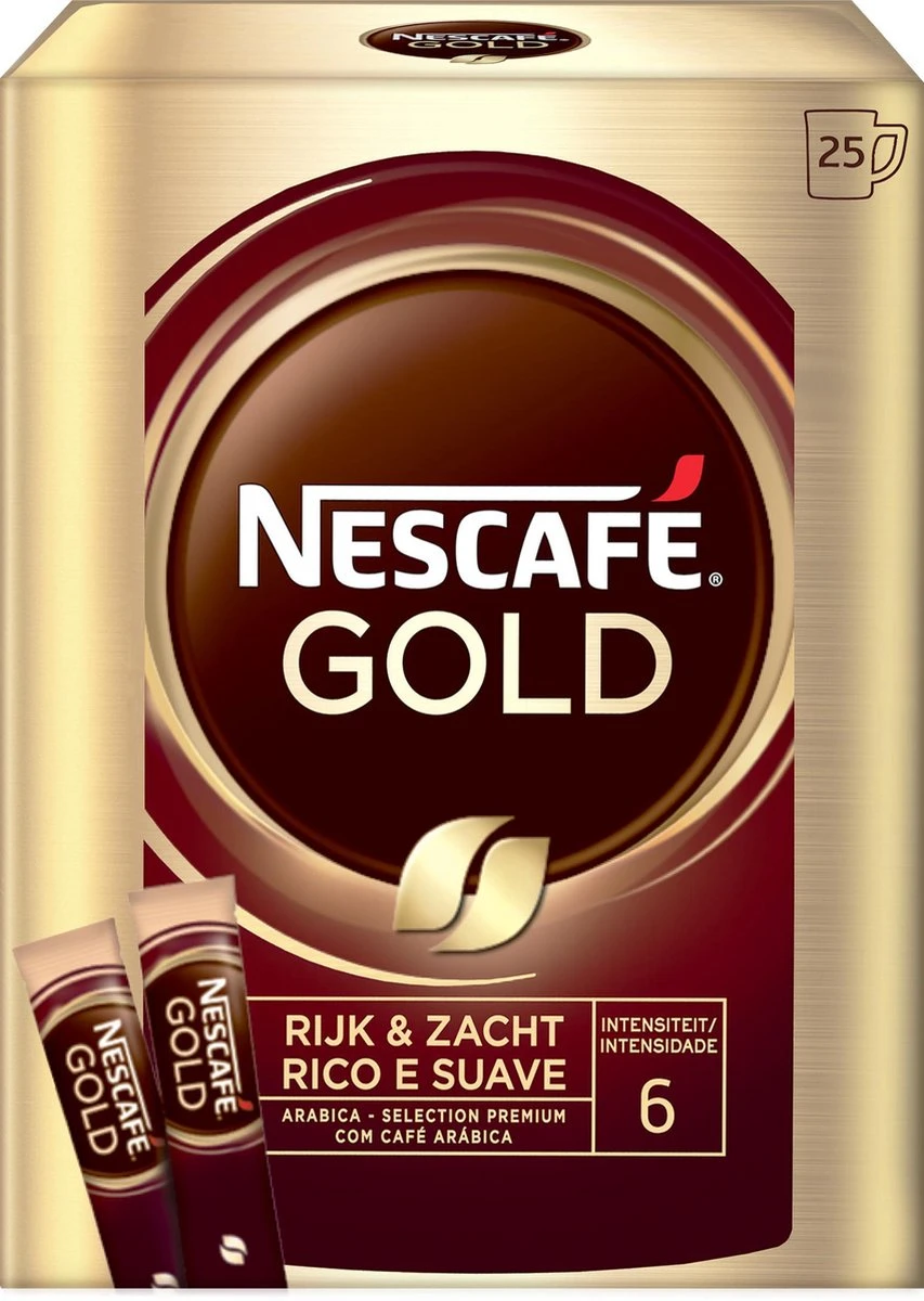 Nescafé Gold Oploskoffie - 6 Doosjes à 25 Zakjes 4 Nescafé Gold Oploskoffie - 6 Doosjes à 25 Zakjes - Afbeelding 4
