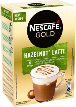 Nescafé Gold Hazelnoot Latte Oploskoffie - 6 Doosjes à 8 Zakjes -Koffie Korting Winkel 855x1200
