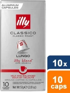 Illy Lungo Classico Koffiecups - Intensiteit 5/9 - 10 X 10 Capsules -Koffie Korting Winkel 904x1200