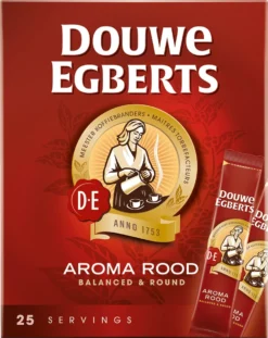 Douwe Egberts Aroma Rood Sticks Oploskoffie - 6 X 25 Zakjes -Koffie Korting Winkel 954x1200 1