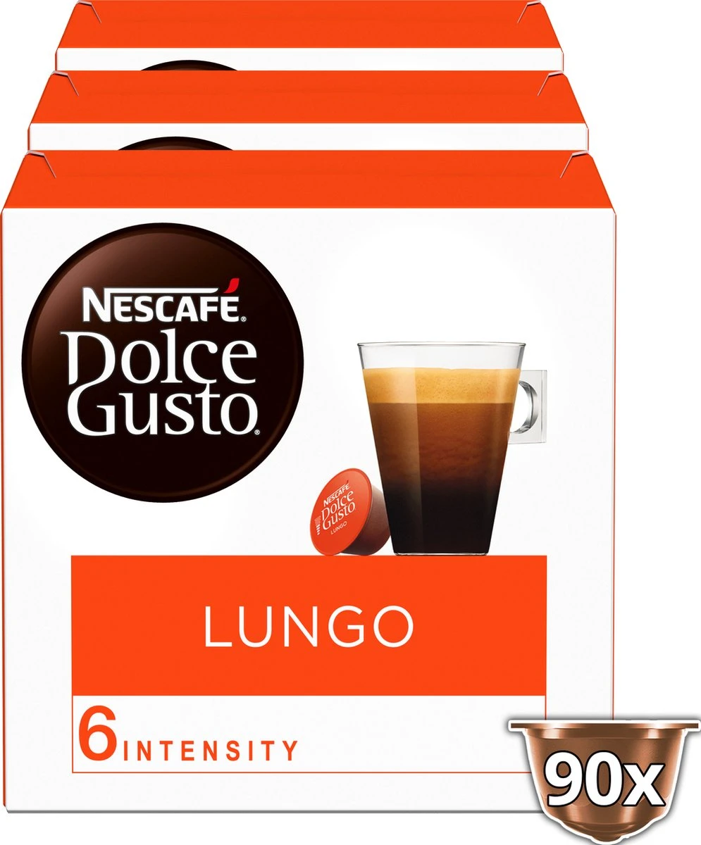Nescafé Dolce Gusto Lungo Capsules - 90 Koffiecups 2 Nescafé Dolce Gusto Lungo Capsules - 90 Koffiecups - Afbeelding 2